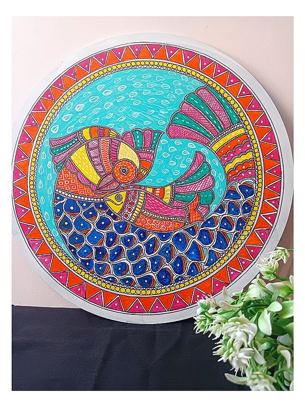 Madhubani Motif Peacock | Acrylic on MDF Board | By Rina Patwa
