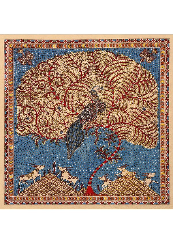 Tree Of Life Hiran And Peacock - Mata Ni Pachedi | Madarpat Cotton | By Dilip Chitara