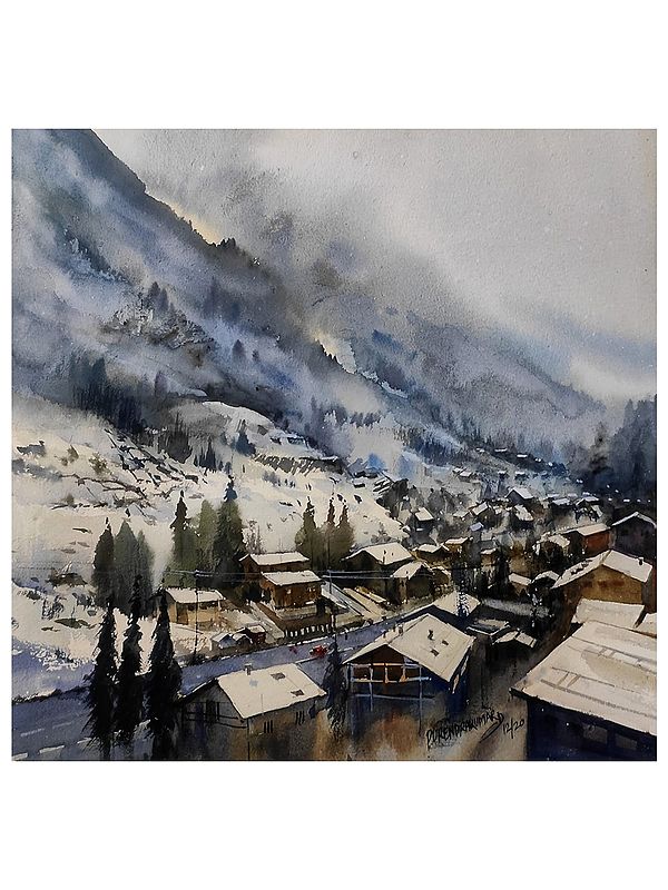 Snowy - Morning Harmony | Watercolor On Paper | By Purendrakumar Deogirkar