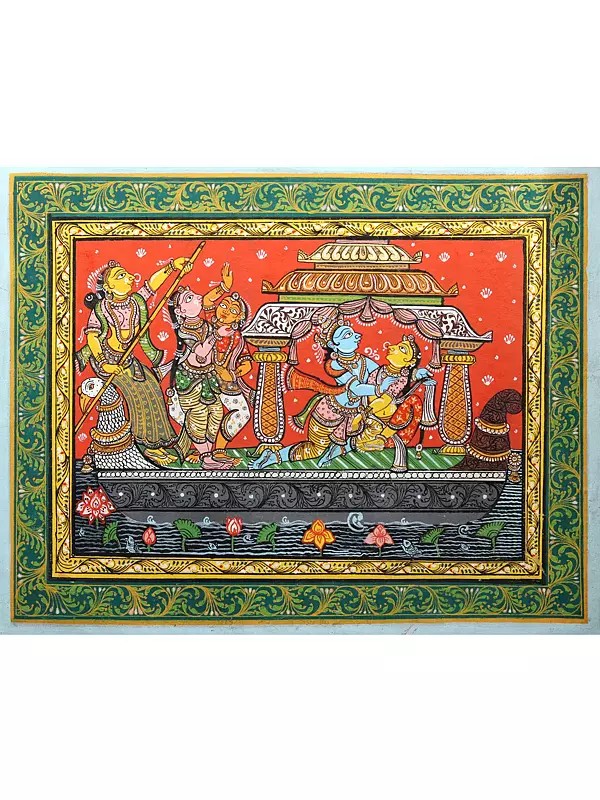 Boat of Love | Pattachitra Art | Watercolor Painting