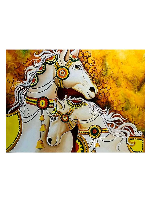 Two Decorative Horse | Acrylic On Canvas | By Gulpasha
