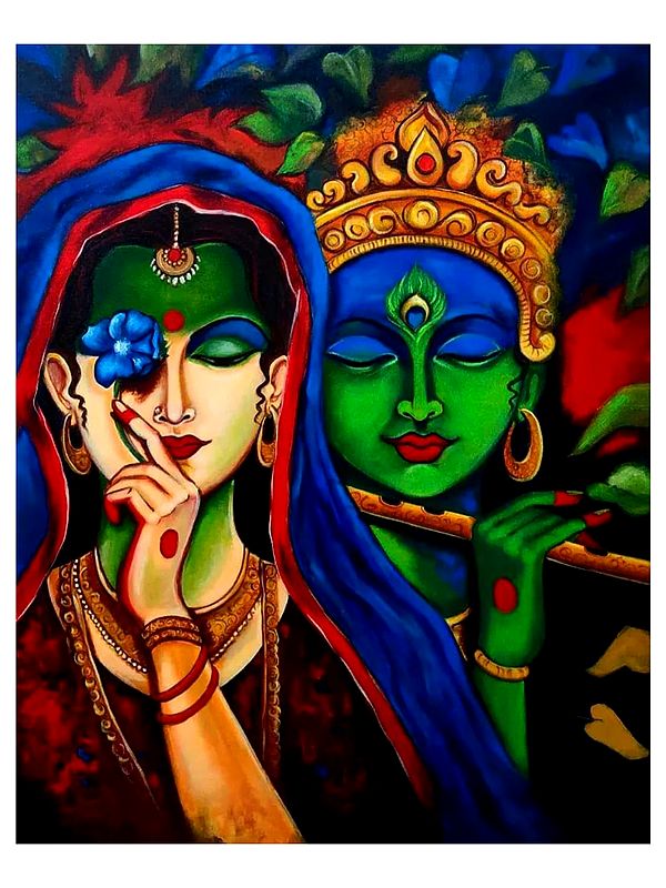 Radha Krishna Painting | Acrylic On Canvas | By Gulpasha