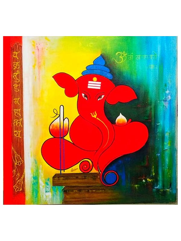 Lord Ganesha Painting | Acrylic on Canvas | By Vandana Satpute