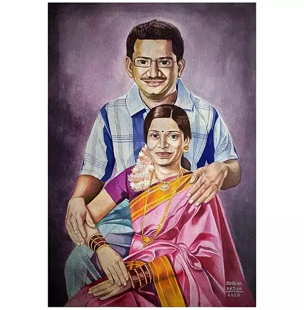 Couple Portrait | Watercolor On Paper | By Sneha Arjun