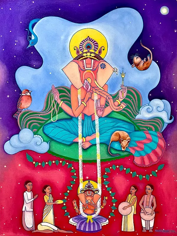 Ganesha - Divine Reverie | Oil On Canvas | By Sneha Arjun