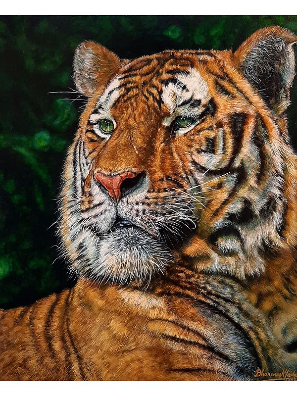 The Tiger - Focus To Hunt | Oil On Canvas | By Dharmesh Yadav