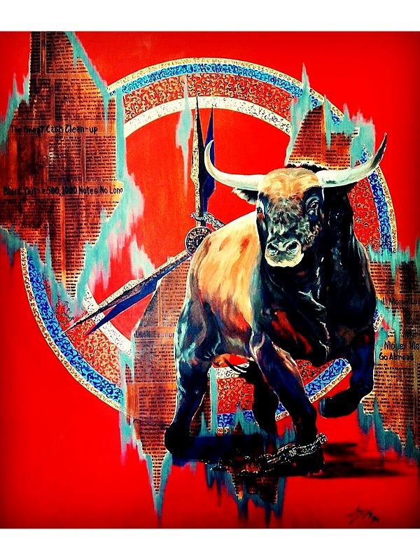 The Angry Bull | Mixed Media On Canvas | By Abhi Biswas