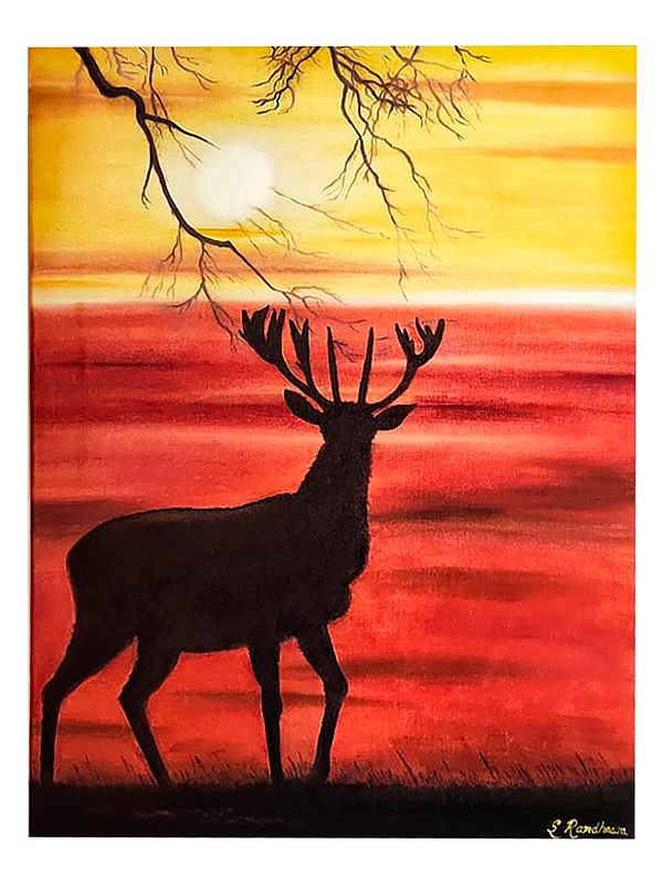 Deer At Sunset | Oil On Canvas | By Sandeep Singh Randhawa
