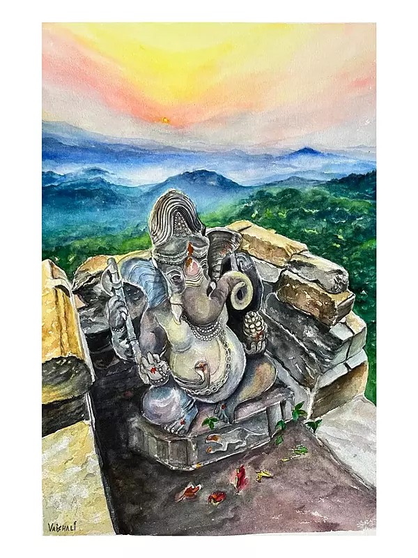 Vighnaharta Divine Ganesha | Watercolor On Paper | By Vaishali Singh