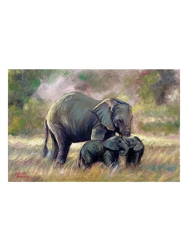 Mother With Her Newborn Baby | Oil On Paper | By Kishore Kawad