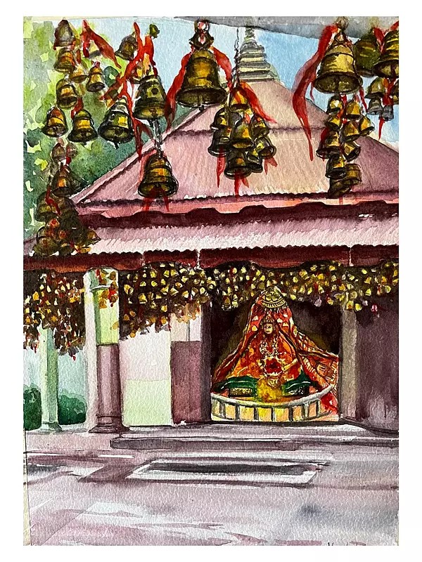 Temple Of Goddess | Watercolor On Paper | By Vaishali Singh