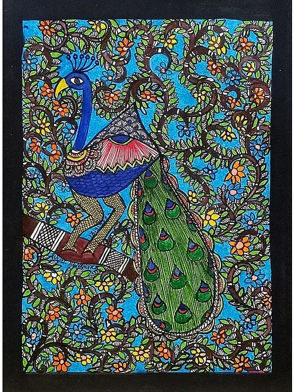 Beautiful Peacock In Jungle | Cow Duck Coated On Ivory Sheet | By Ruchi Agnihotri