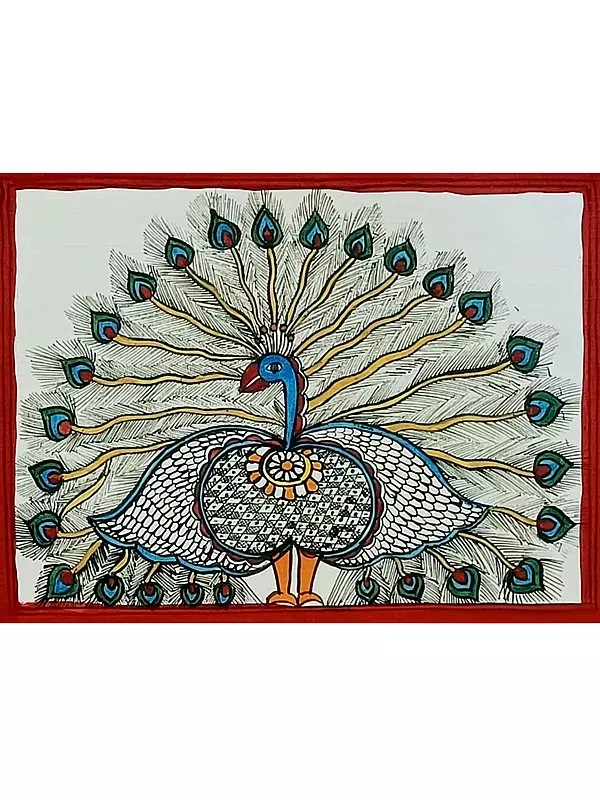 Peacock Dancing With Wings | Cow Duck Coated On Ivory Sheet | By Ruchi Agnihotri