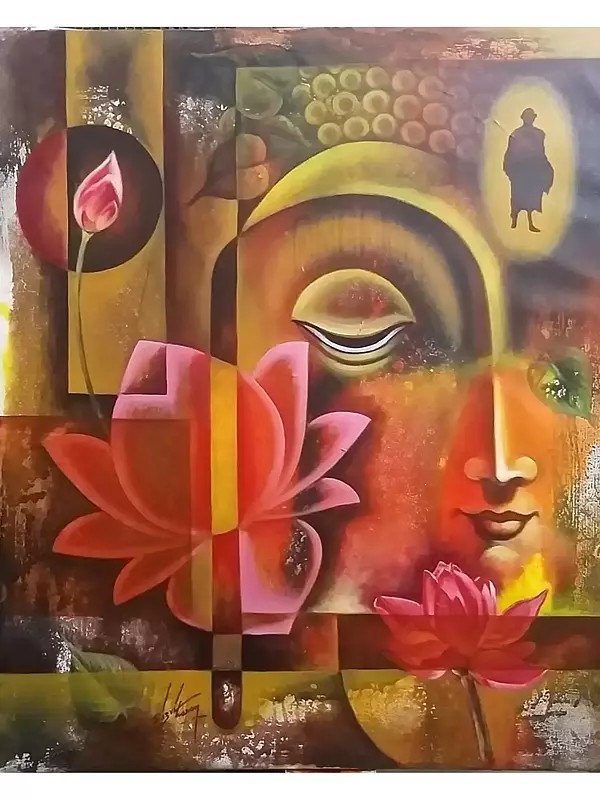 Buddha In The Memory Of Devotee | Acrylic On Canvas | By Rizvi Hasan Ansari