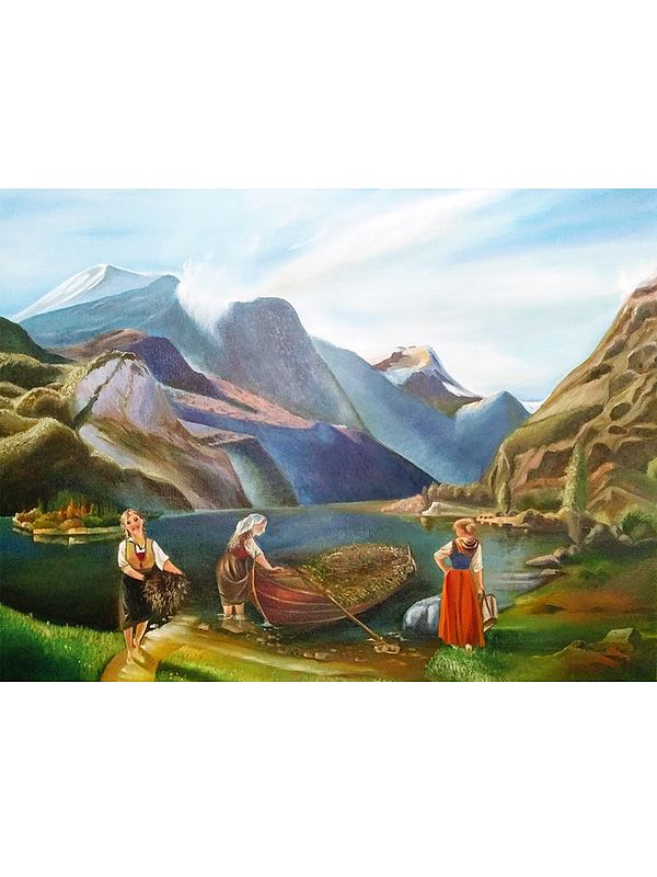 Natural Hills In The Lake | Oil On Canvas | By Yogita Makadia