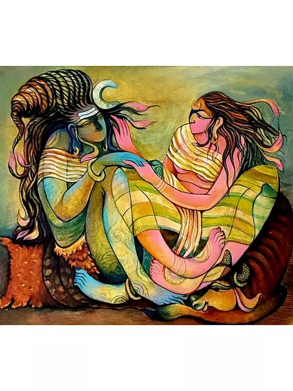 Conversation of shiva and shakti | Acrylic On Canvas | By Devendra S Potdukhe