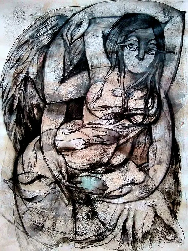 Shakti - Figurative Art | Charcoal On Paper | By Devendra S Potdukhe