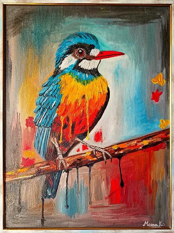 A Colorful Kingfisher | Oil On Canvas | By Meenu Kapoor