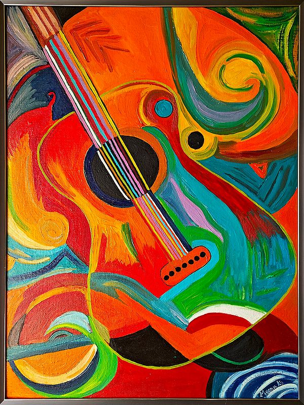 Modern Art Guitar | Oil On Canvas | By Meenu Kapoor