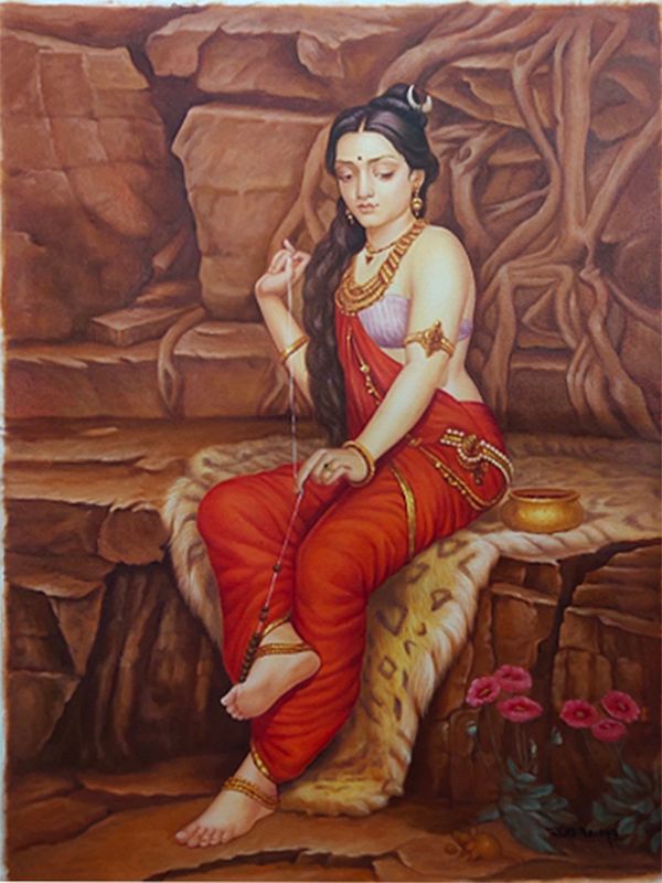Maa Parvati  | Oil On Canvas | By Jai Prakash Verma