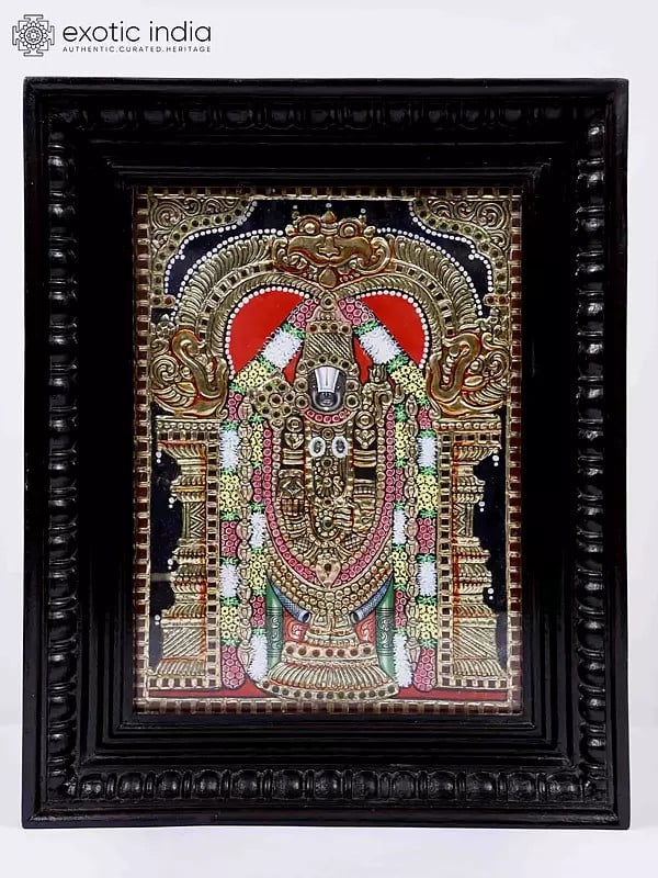 Lord Tirupati Balaji (Venkateshvara) Framed Tanjore Painting | 24 Karat Gold Work