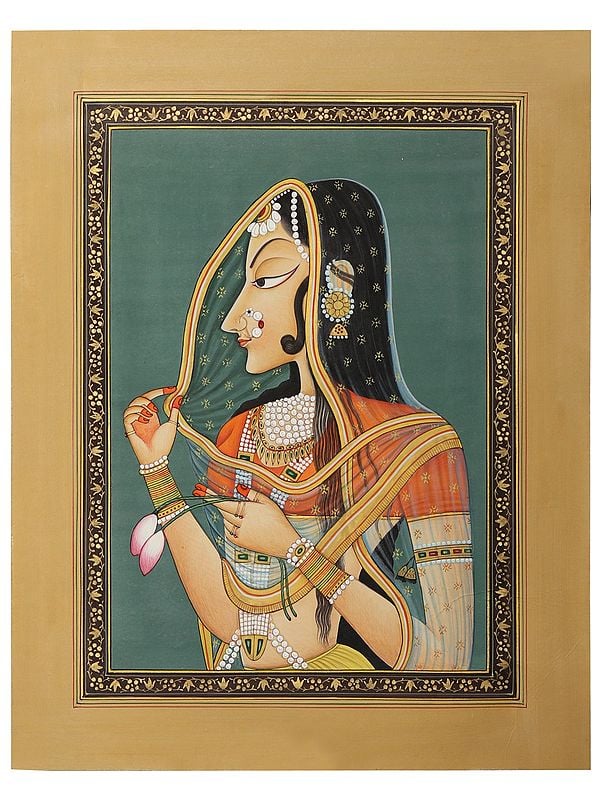 Bani Thani - Kishangarh Style of Portrait | Watercolor Painting by Kailash Raj