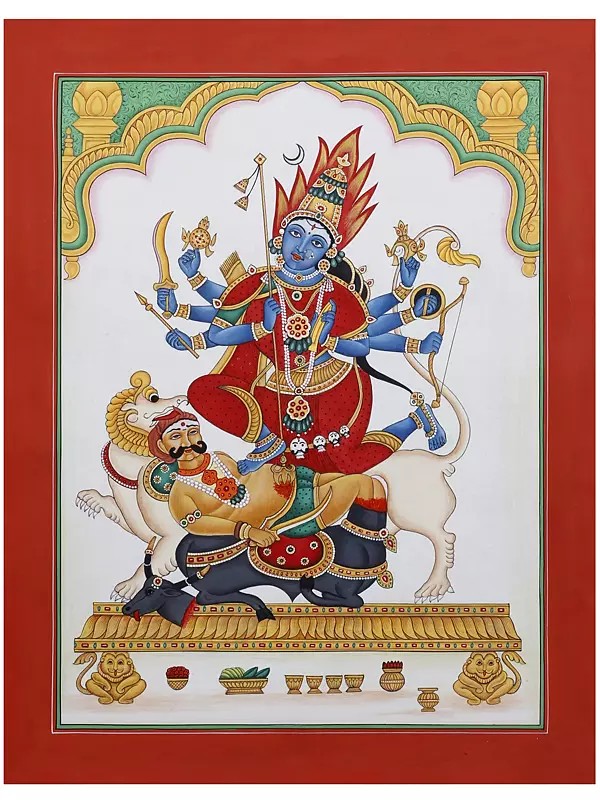 Shyambarna Devi Durga | Watercolor on Paper