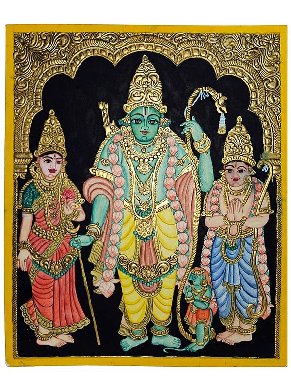 Hindu Ramayana Deity Rama Lakshman and Sita | Mysore Painting by Anjali Ram