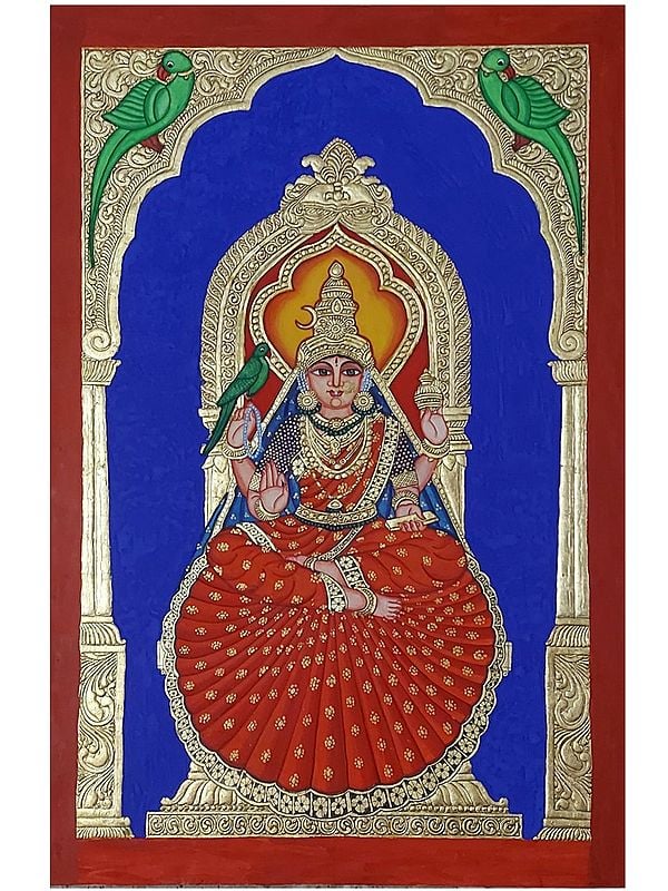 Goddess Meenakshi | Mysore Painting by Anjali Ram