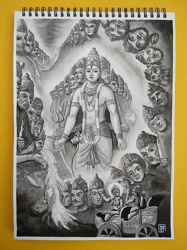Vishvarupa of Vishnu-Krishna | Painting by Noharika Deogade