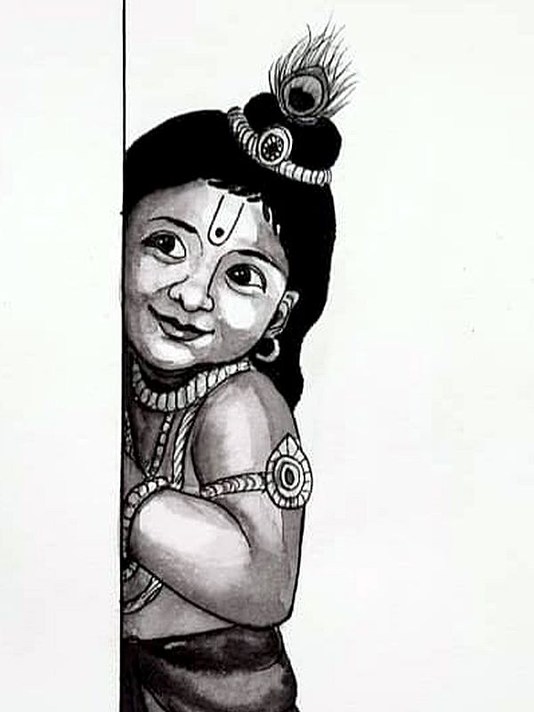 Krishna Pencil Sketch Size A1
