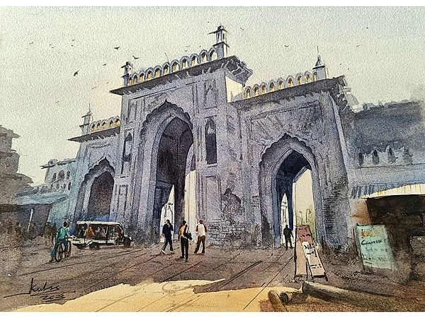 Imambara Chowk Lucknow | Water Color Painting | Kulwinder Singh
