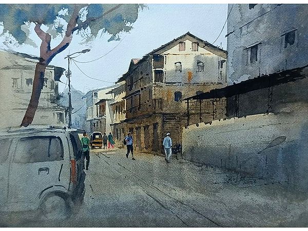 A Street Painting | Watercolour Art by Kulwinder Singh