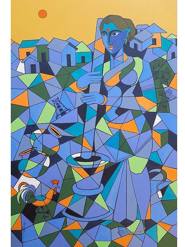 The Village Life Style | Acrylic On Canvas | Ramana Peram