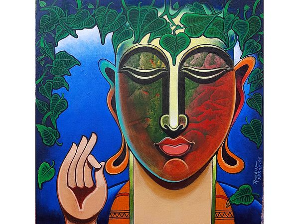 Acrylic Portrayal of Lord Buddha | Acrylic on Canvas | Ramana Peram
