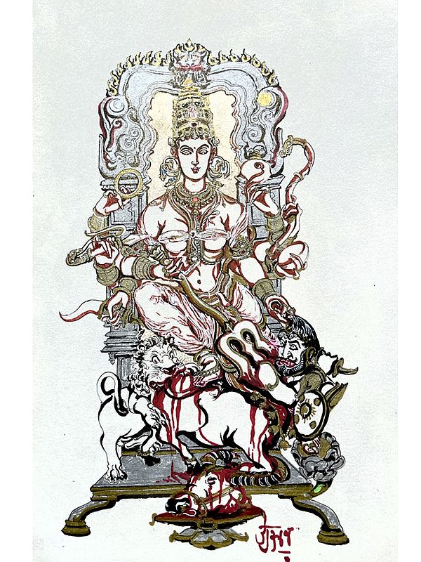 Goddess Bhawani | Ink Sketch | Anuj Shastrakar