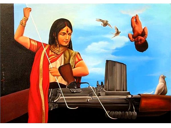 Durga | Acrylic Painting on Canvas | Arup Ratan Choudhury