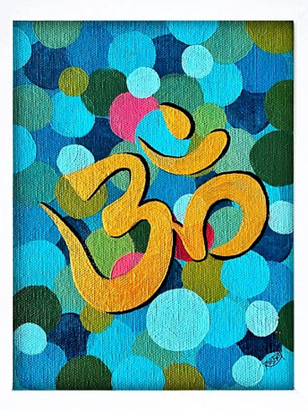 Om on Abstract Background | Acrylic on Canvas | Roshni Jashnani
