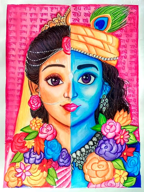 Painting of Radheshwar Krishna | Water and Pencil Color | Samata Ghosh