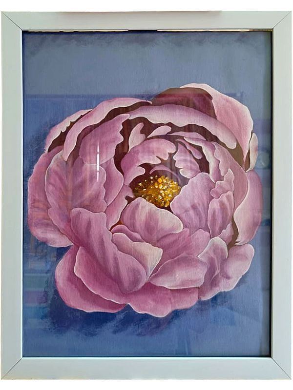 Pink Peony Flower Painting | Acrylic on Canvas | Sakshi Agarwal