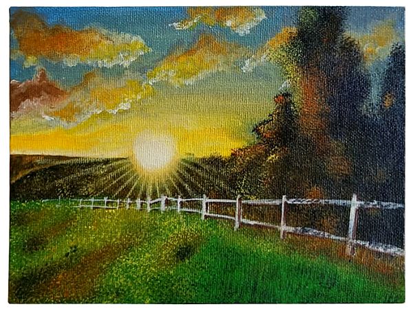 Shining Sunrise Landscape | Acrylic on Canvas | Sakshi Agarwal