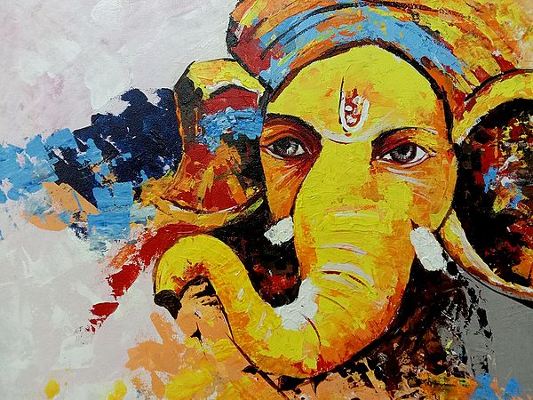 Vighnaharta Ganesha | Spatula Painting On Canvas Sheet | Annu Rohilla