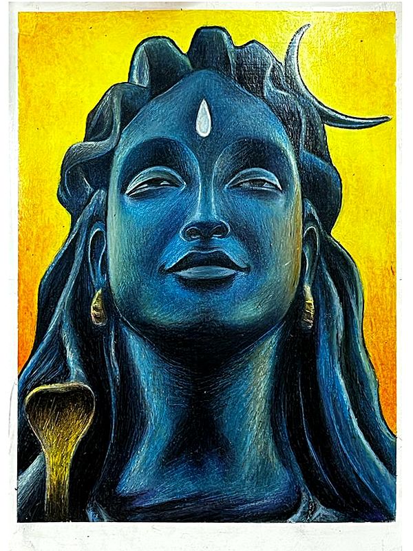 Adiyogi Shiva | Oil Pastel Color | Painting by Sanju Basu