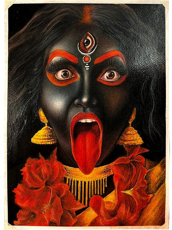 Maa Kali | Oil Pastel Color | Painting by Sanju Basu
