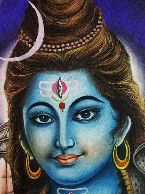 Blessing Shiva | Oil Pastel Color | Painting by Sanju Basu | Exotic ...