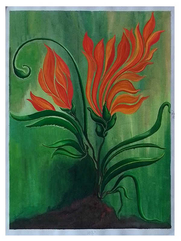 Fire Flower | Watercolor on Paper | By Sukanya Sarkar