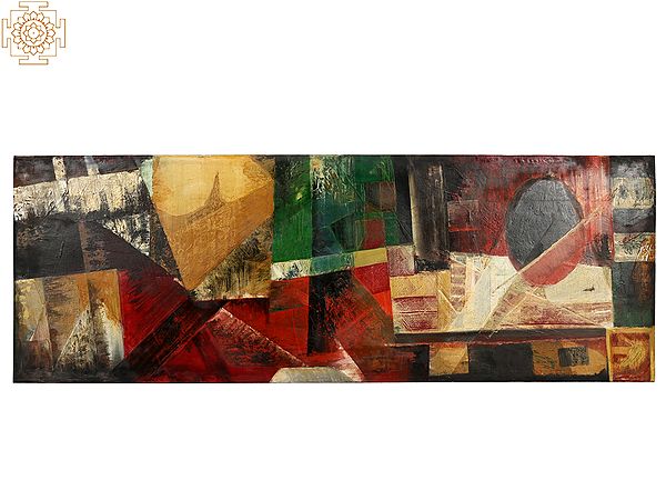 64" Abstract Vintage Oil Painting | Stretched Canvas on Wood Frame
