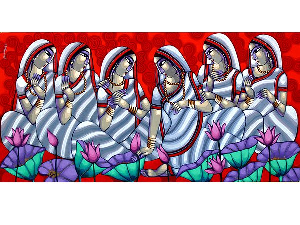 Circle Of My Friends | Acrylic On Canvas | Sekhar Roy | For Wall Decor