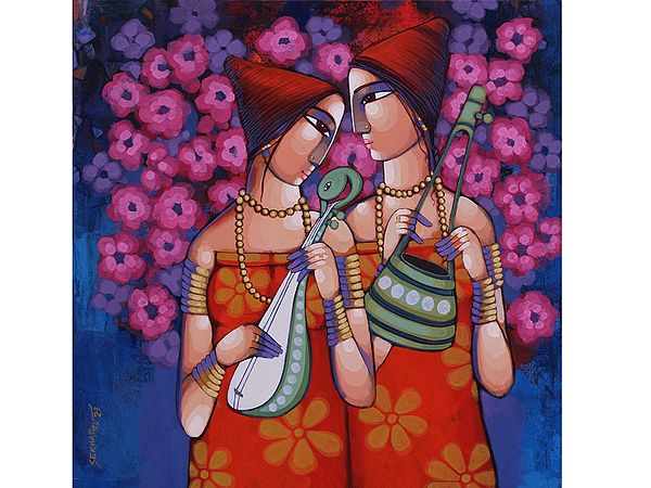 Folk Singers | Acrylic On Canvas | Sekhar Roy