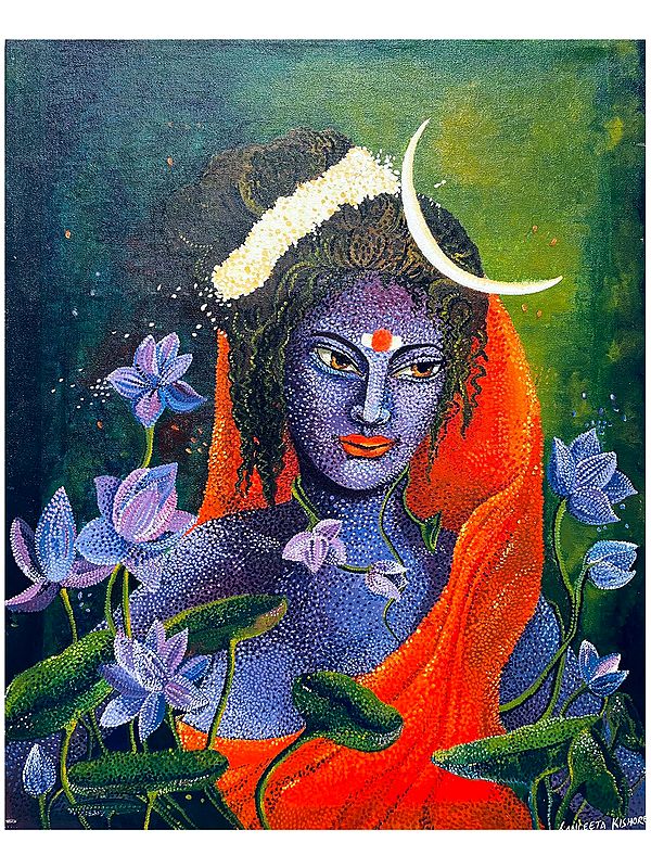 Shankari Painting | Acrylic Color on Canvas in Pointillism Style | Sangeeta